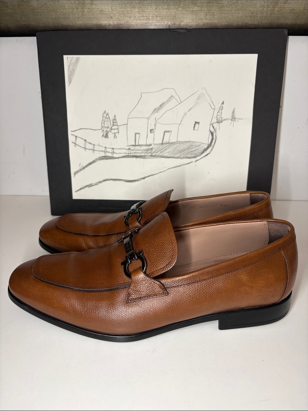 Salvatore Ferragamo Ree Gancini Pebble Calf Leather Loafers Men’s Size US 9.5 E - Picture 6 of 16
